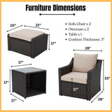 Outdoor Wicker 5-Piece Patio Sofa Set