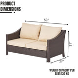 Outdoor Rattan Wicker 1-Piece Loveseat Sofa