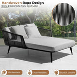 Outdoor Black Rope Patio Daybed with Comfortable Grey Cushion