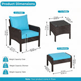 Outdoor Wicker 5-Piece Patio Sofa Set