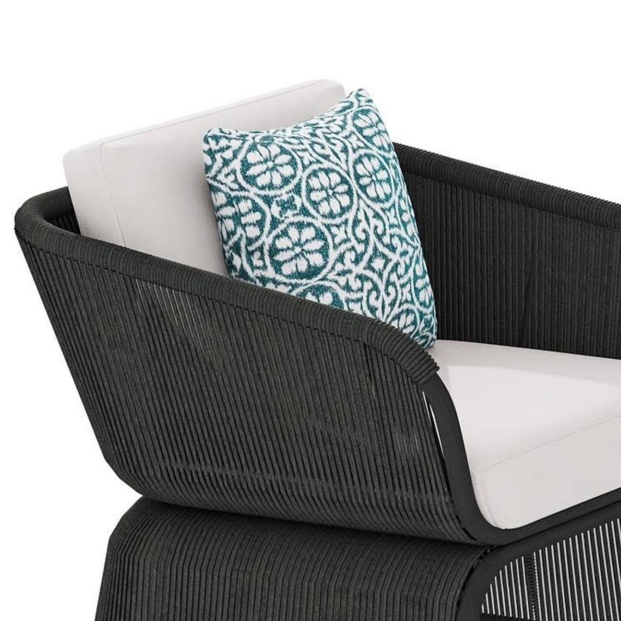 Outdoor Braided Rope Sofa Set With 2-Tier Glass Top Table
