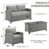 4 Pieces Patio Furniture Set, Outdoor Sectional Sofa