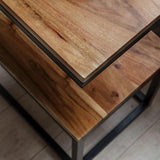 Solid Sheesham Wood S-Shape Bedside Corner Side Table