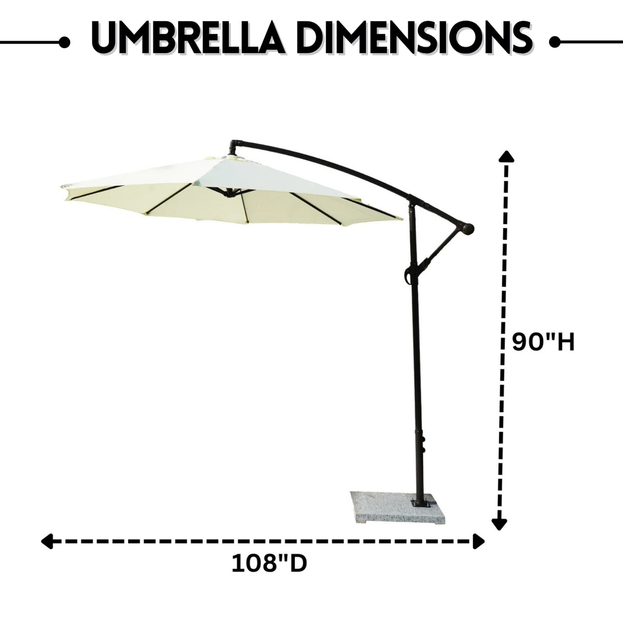 9 Ft Outdoor Offset Cantilever Patio Umbrella with Marble Base