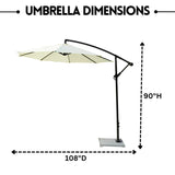 9 Ft Outdoor Offset Cantilever Patio Umbrella with Marble Base