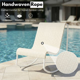Outdoor Rope Patio Conversation Set with 2 Lounge Chairs & Round Center Table