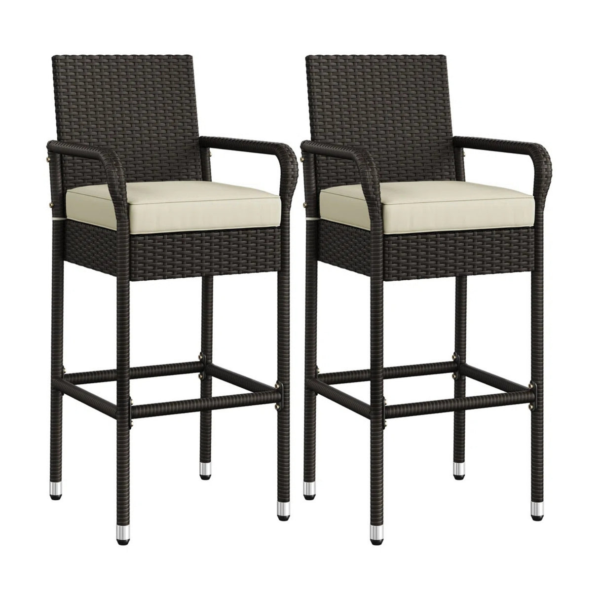 Outdoor Rattan Wicker 2-Piece Bar Chairs