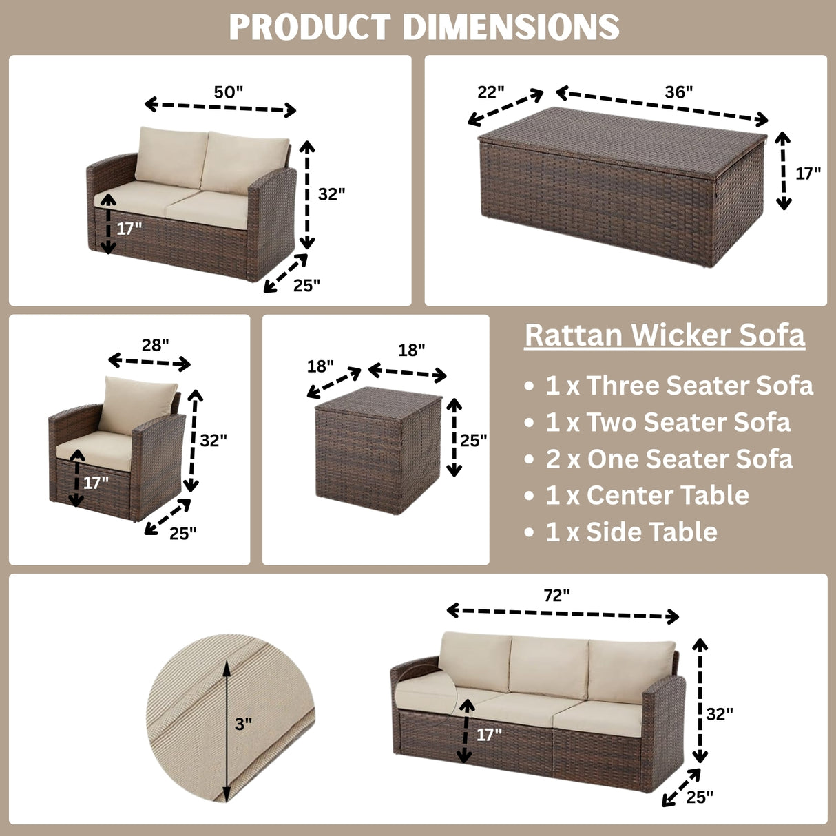 Outdoor 7-Seater Wicker Sectional Sofa Set