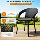Outdoor Wicker 3 Piece Patio Bistro Set (Black)