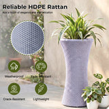 Outdoor Hourglass Design Set of 3 Wicker Planters (Silver Grey)