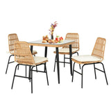 5-Piece Outdoor Patio Dining Set With Rattan Chairs & Glass-Top Table
