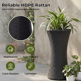 Outdoor Hourglass Design Set of 3 Wicker Planters (Black)
