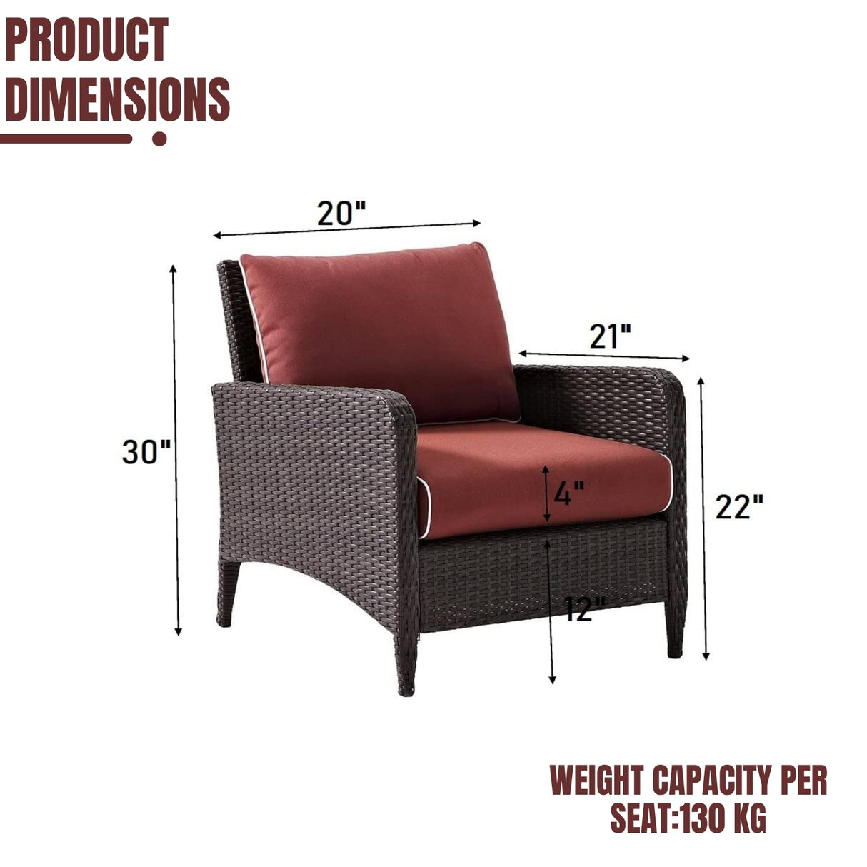 1-Piece Outdoor Wicker Single Seater Sofa