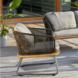 Outdoor Rope 4-Piece Sofa Set With Wooden Top Table