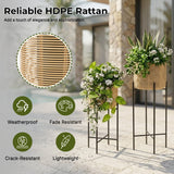 Outdoor Wicker Set of 4 Planters with Metal Stands