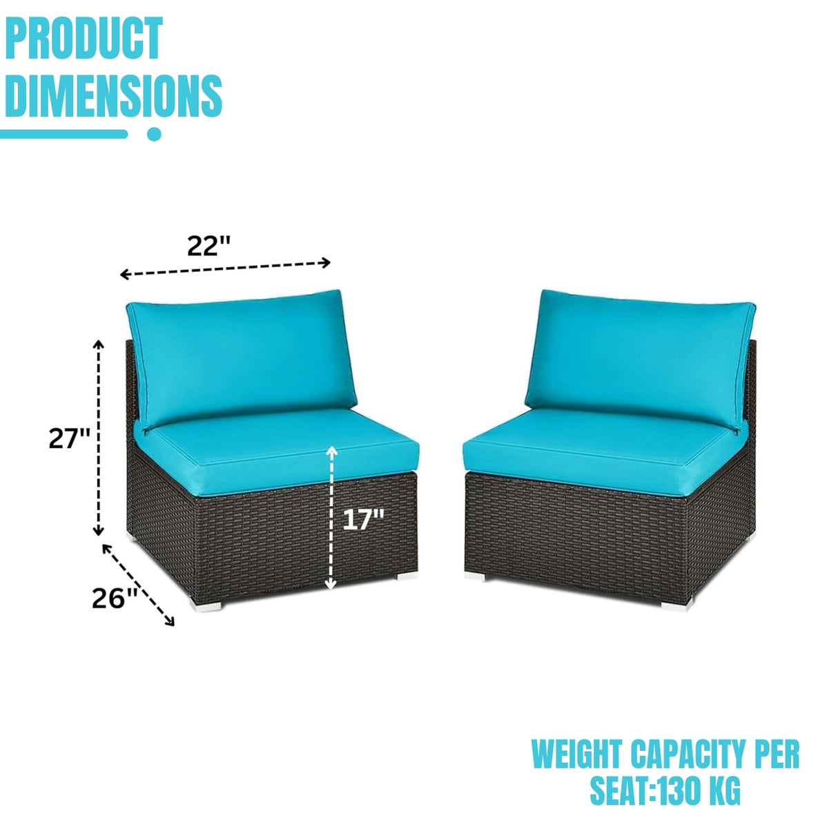 2-Piece Outdoor Wicker Armless Sofa