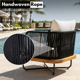 Premium All-Weather Outdoor Rope Sofa Chairs Set (Black & Off-White)