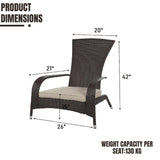 1-Piece Outdoor Wicker Single Seater Adirondack Style Armchair