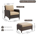 Outdoor 4 Piece Patio Wicker Furniture Set