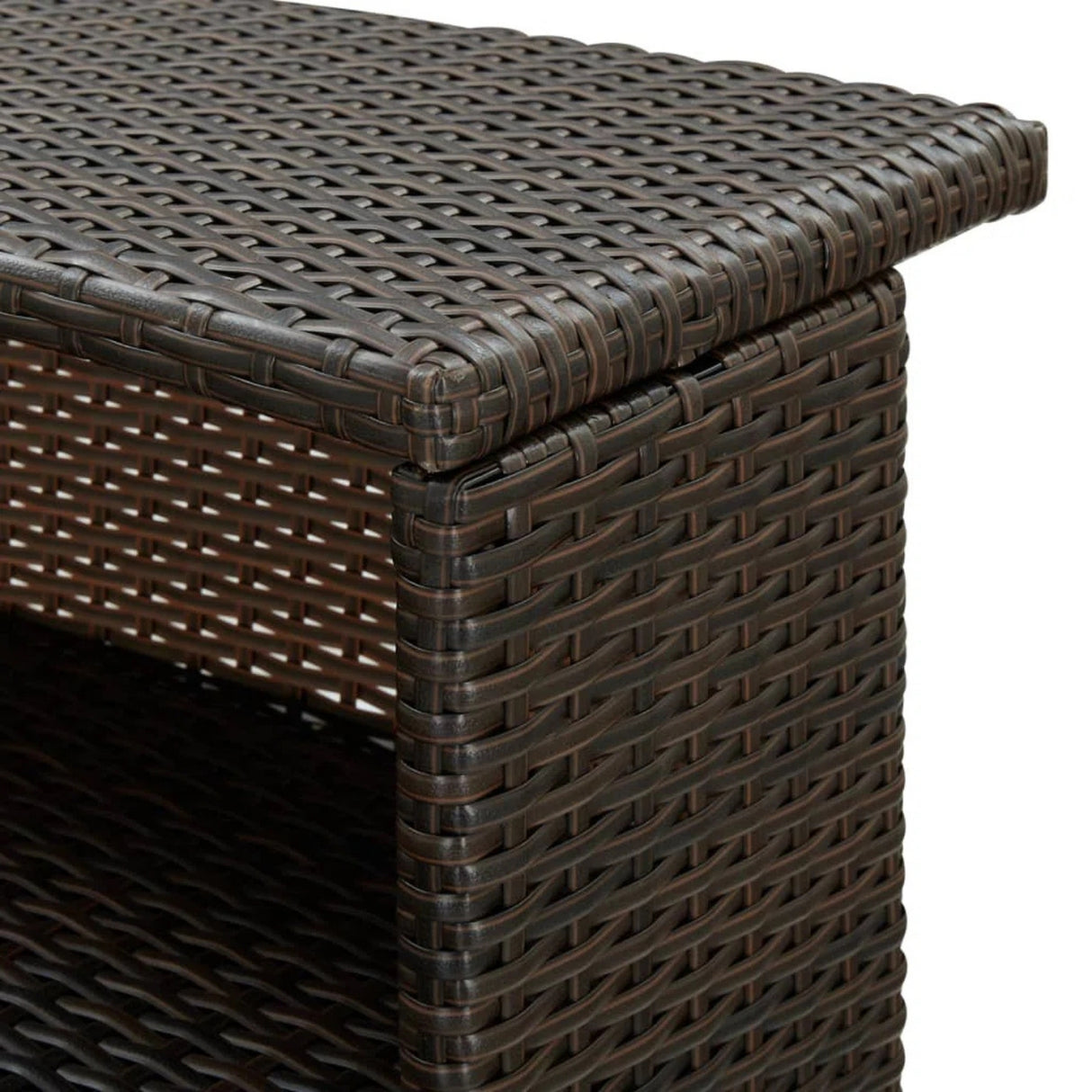 Outdoor Rattan Wicker Bar Table With a High-Top Design & Integrated Storage Shelf