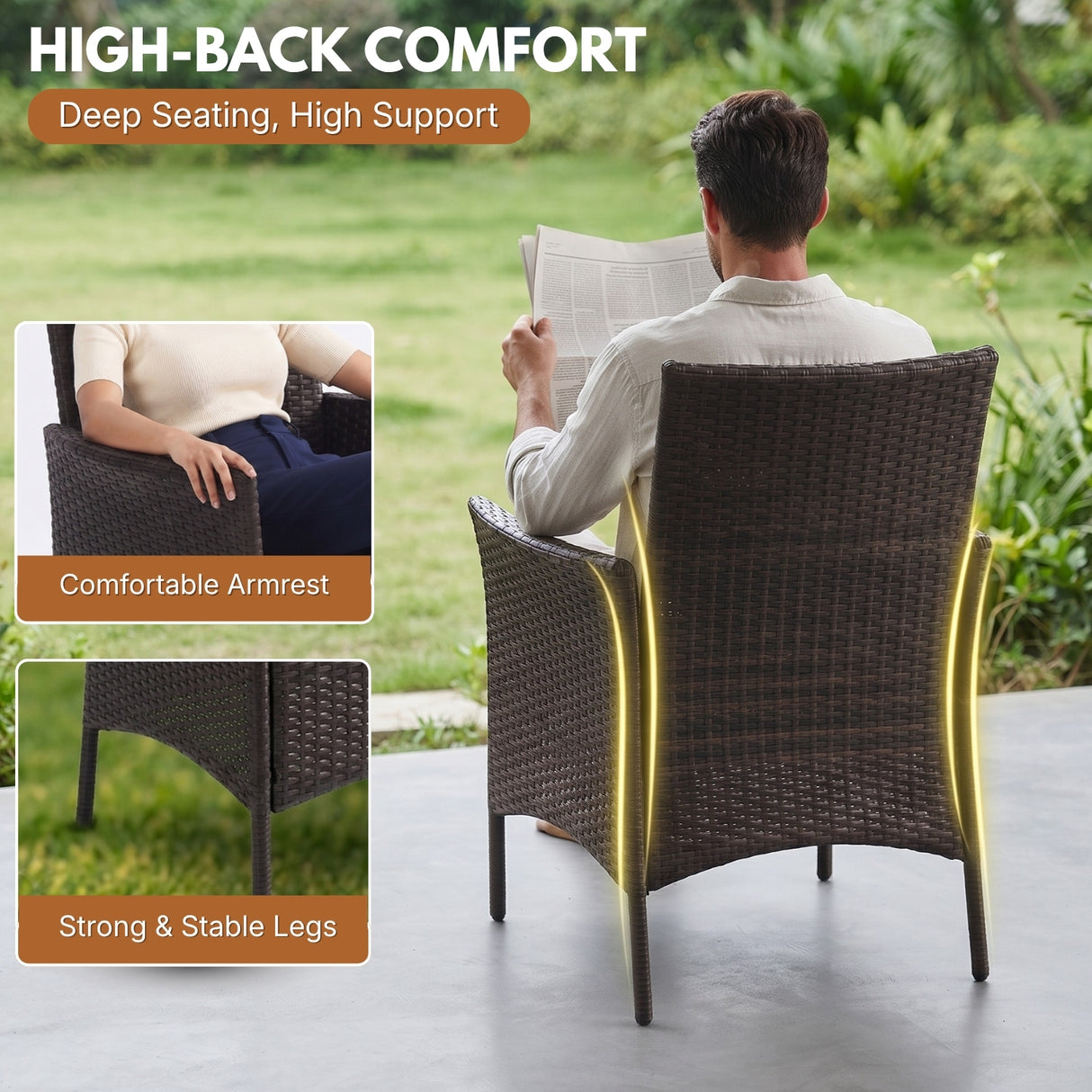 4-Piece Outdoor Rattan Wicker Patio Dining Chairs