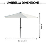 9ft White Color Outdoor Patio Umbrella with Centre Pole