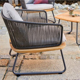4 Piece Garden Outdoor Rope Patio Set With Wooden Top Table