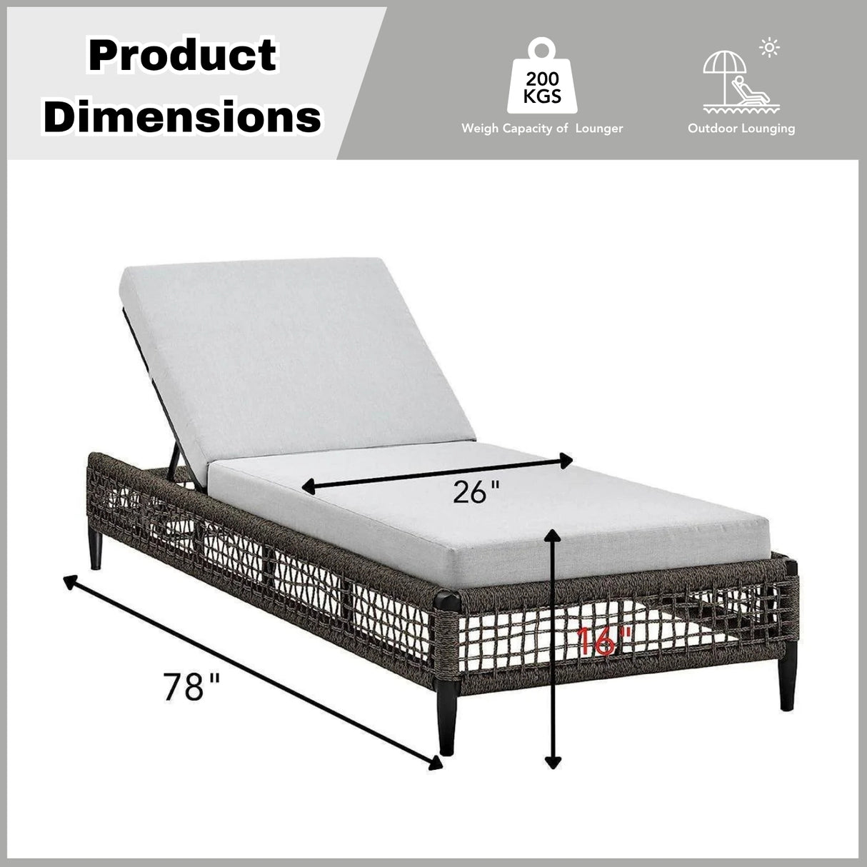 Outdoor All-Weather Rope Lounger with Cushions