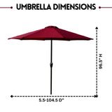 9ft Red Color Outdoor Patio Umbrella with Centre Pole