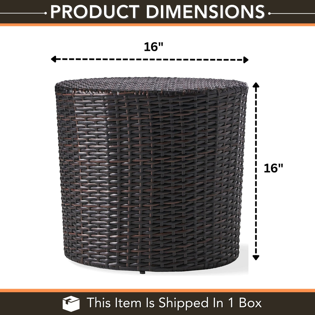 Dark Brown Wicker Garden Bistro End Table