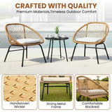 Outdoor Wicker 3-Piece Patio Set (Beige & White)