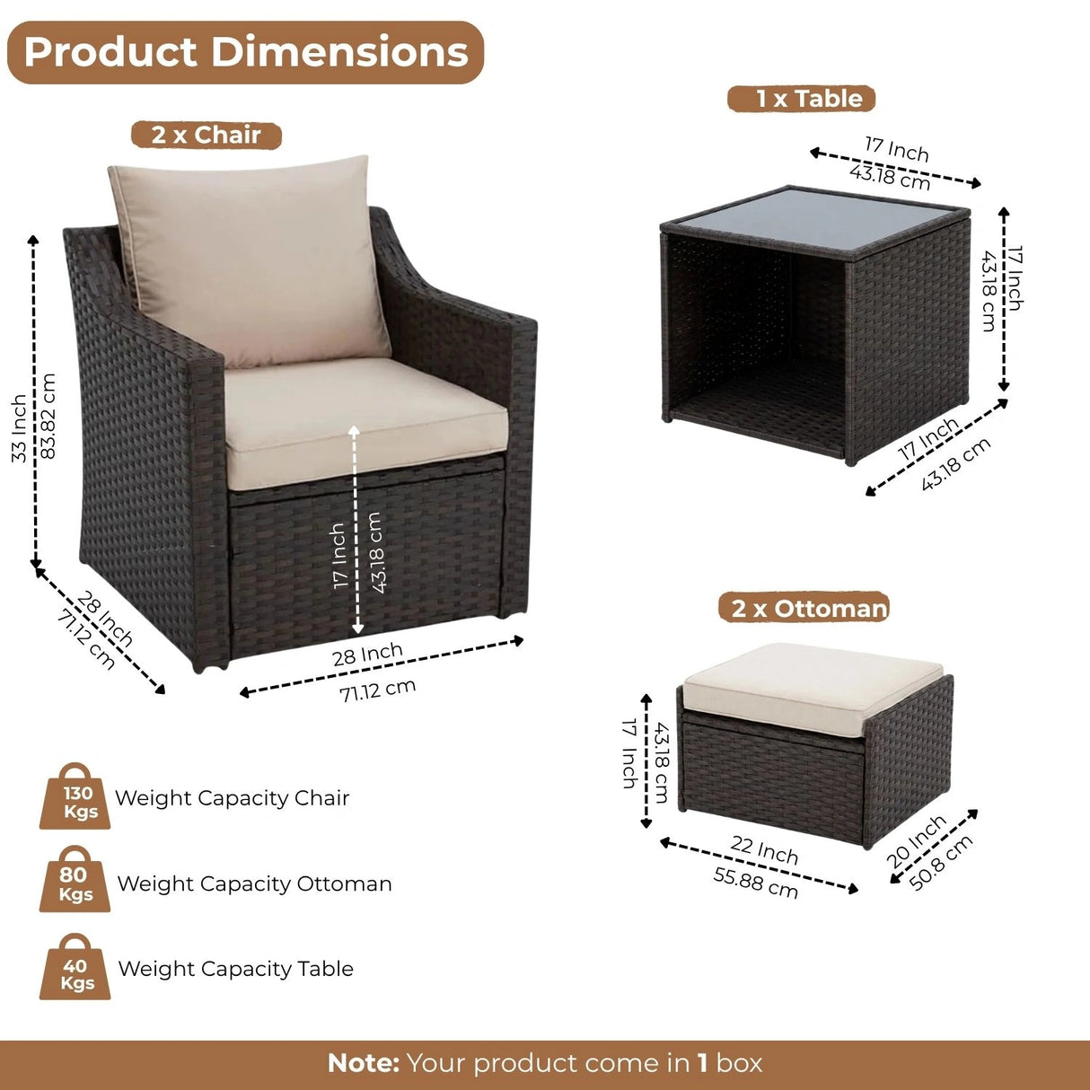 Outdoor Wicker 5-Piece Patio Sofa Set