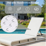 Outdoor Rattan Wicker Single Lounger Chair (White & Grey)