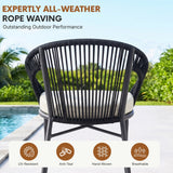 Outdoor Rope 3 Piece Patio Bistro Set (Black & Off-White)