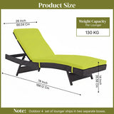 Outdoor Rattan Wicker Chaise Lounger For Poolside