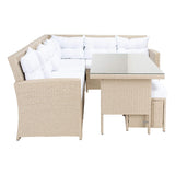 5-Piece Wicker Patio Conversation Set (Beige/White)