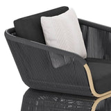 Outdoor Braided Rope Sofa Set With 2-Tier Glass Top Table