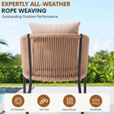 2-Piece Outdoor Rope Patio Dining Chairs