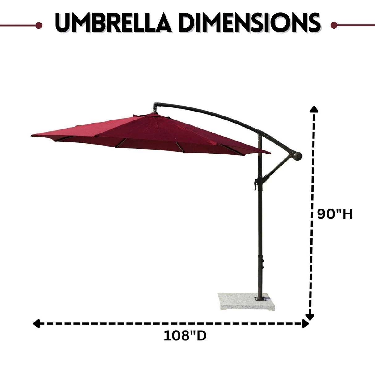9 Ft Outdoor Offset Cantilever Patio Umbrella with Marble Base