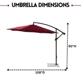 9 Ft Outdoor Offset Cantilever Patio Umbrella with Marble Base
