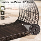 Outdoor Rattan Wicker Daybed with Oval-Shaped Canopy Frame (Dark Brown & Off-White)