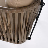 Traditional Porch Outdoor Rattan Garden Swing Chair with Beige Cushion