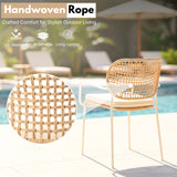 Outdoor Rope Dining Chair with Cushion (Beige & Cream)