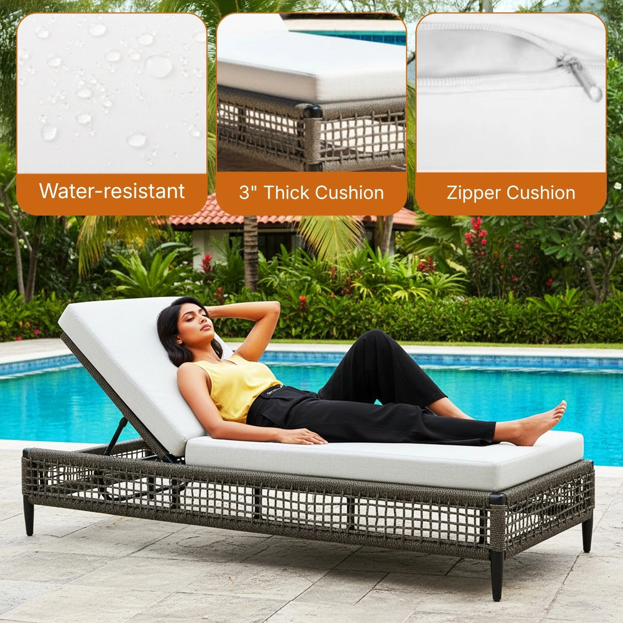 Outdoor All-Weather Rope Lounger with Cushions