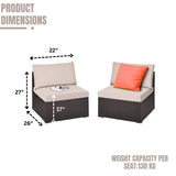 2-Piece Outdoor Wicker Armless Sofa
