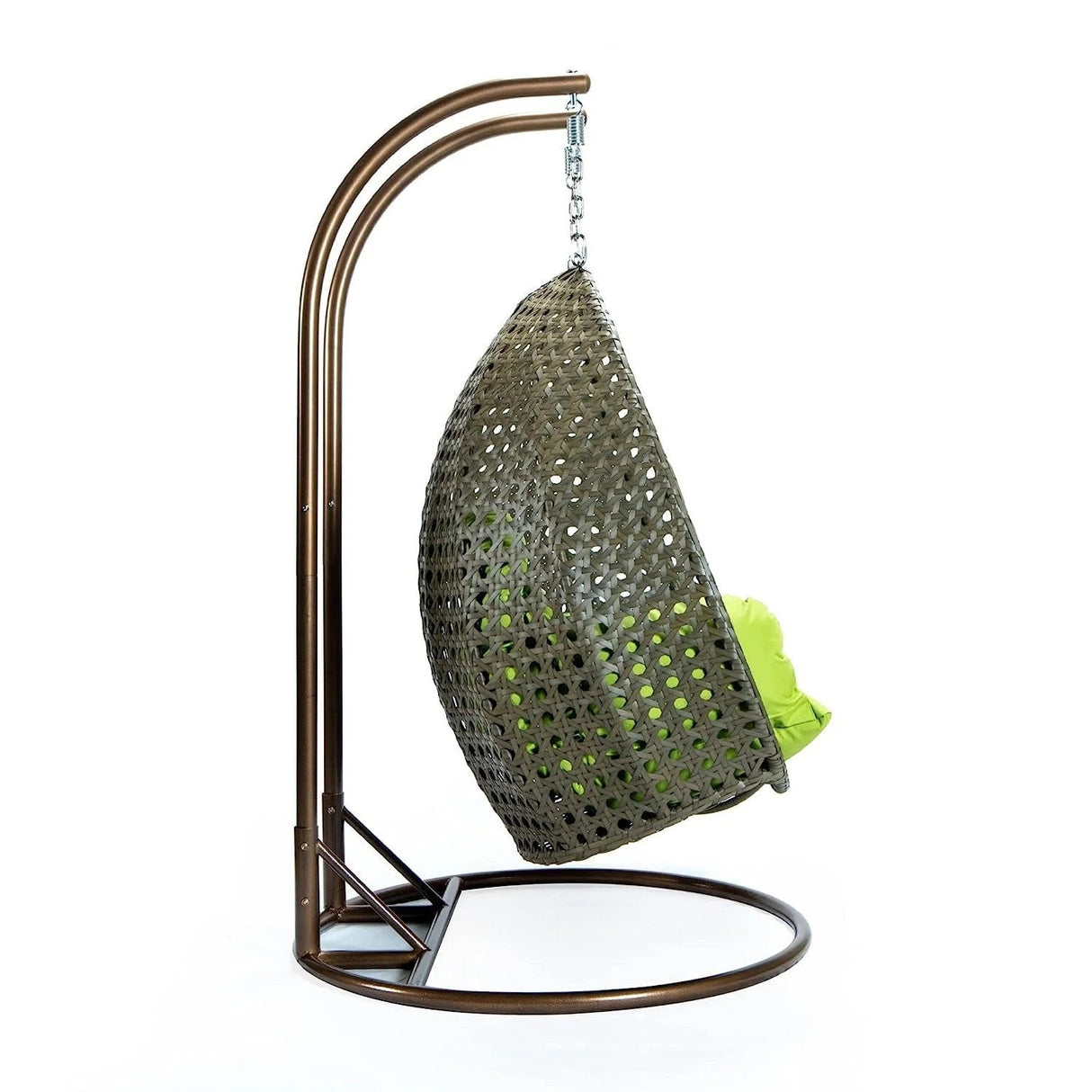 Double Seater Hanging Swing Chair (Dark Brown/Green)