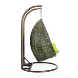Double Seater Hanging Swing Chair (Dark Brown/Green)