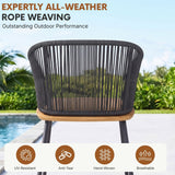 5-Piece Outdoor Patio Dining Set With Wooden Tabletop