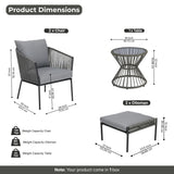 Outdoor 5 Piece Rope Patio Sofa Set (Grey)