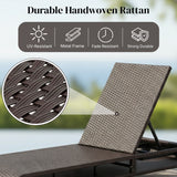 Outdoor Rattan Wicker Single Lounger Chair (Dark Brown & Cream)